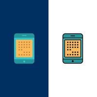 Phone Computer Device Digital Ipad Mobile  Icons Flat and Line Filled Icon Set Vector Blue Background