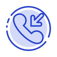 Answer Call Incoming Blue Dotted Line Line Icon vector