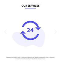 Our Services Concierge Hotel None Round The Clock Service Stop Solid Glyph Icon Web card Template vector