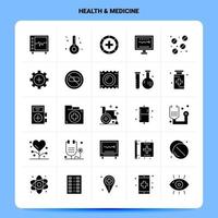 conjunto de iconos de medicina de salud sólido 25 diseño de estilo de glifo vectorial conjunto de iconos negros diseño de ideas de negocios web y móvil ilustración vectorial vector