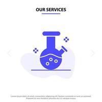 Our Services Demo flask Lab Potion Solid Glyph Icon Web card Template vector