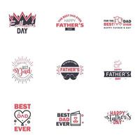 9 Black and Pink Happy Fathers Day Design Collection A set of twelve brown colored vintage style Fathers Day Designs on light background Editable Vector Design Elements