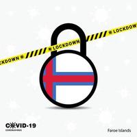 Faroe Islands Lock DOwn Lock Coronavirus pandemic awareness Template COVID19 Lock Down Design vector