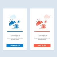 mochila de verano temporada de sol azul y rojo descargar y comprar ahora plantilla de tarjeta de widget web vector