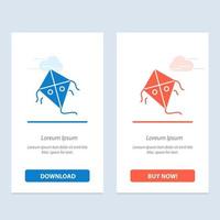 festival de cometas volando azul y rojo descargar y comprar ahora plantilla de tarjeta de widget web vector