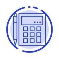 Accounting Account Calculate Calculation Calculator Financial Math Blue Dotted Line Line Icon vector