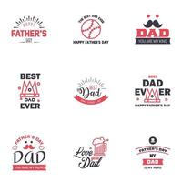 9 Black and Pink Happy Fathers Day Design Collection A set of twelve brown colored vintage style Fathers Day Designs on light background Editable Vector Design Elements