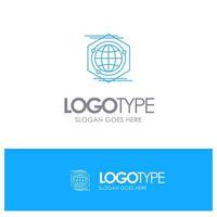 Globe Polygon Space Idea Blue outLine Logo with place for tagline vector