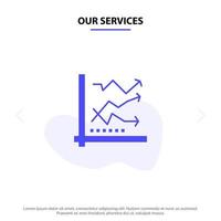 Our Services Graph Analysis Analytic Analytics Chart Data Solid Glyph Icon Web card Template vector