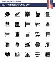 Solid Glyph Pack of 25 USA Independence Day Symbols of entertainment american american usa foam hand Editable USA Day Vector Design Elements