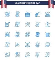 Editable Vector Blue Pack of USA Day 25 Simple Blues of madison american instrument weapon gun Editable USA Day Vector Design Elements