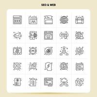 OutLine 25 Seo Web Icon set Vector Line Style Design Black Icons Set Linear pictogram pack Web and Mobile Business ideas design Vector Illustration