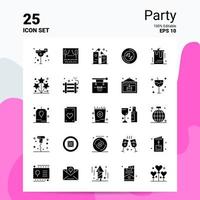 25 Party Icon Set 100 Editable EPS 10 Files Business Logo Concept Ideas Solid Glyph icon design vector