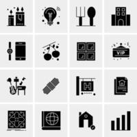 16 iconos de negocios universales vector ilustración de icono creativo para usar en proyectos relacionados con la web y dispositivos móviles