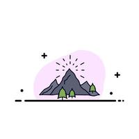 hill landscape nature mountain fireworks Flat Color Icon Vector