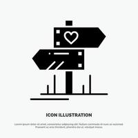 Direction Love Heart Wedding solid Glyph Icon vector