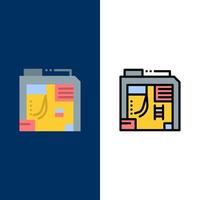 Atx Box Case Computer  Icons Flat and Line Filled Icon Set Vector Blue Background