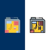 Atx Box Case Computer  Icons Flat and Line Filled Icon Set Vector Blue Background