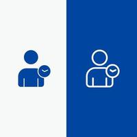Man User Time Basic Line and Glyph Solid icon Blue banner Line and Glyph Solid icon Blue banner vector