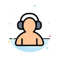 Avatar Support Man Headphone Abstract Flat Color Icon Template vector