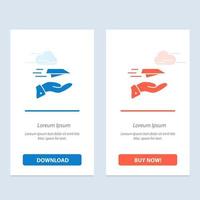 Hand Mail Paper Plane Plane Receive  Blue and Red Download and Buy Now web Widget Card Template vector