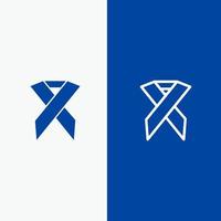 Ribbon Aids Health Solidarity Line and Glyph Solid icon Blue banner vector