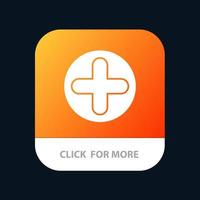 botón de aplicación móvil médica de hospital de signo más versión de glifo de android e ios vector