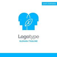 eco eco mente cabeza mente azul plantilla de logotipo sólido lugar para el eslogan vector