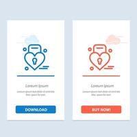 Lock Love Heart Wedding  Blue and Red Download and Buy Now web Widget Card Template vector