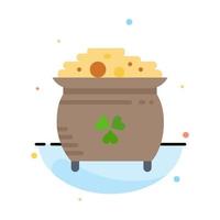 Clover Coin Gold Pot St Patrick Abstract Flat Color Icon Template vector