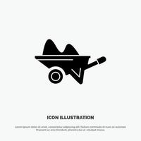 Wheelbarrow Barrow Farm Garden Gardening Tools solid Glyph Icon vector