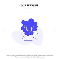 Our Services Tree Apple Apple Tree Nature Spring Solid Glyph Icon Web card Template vector