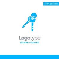 Key Keys Security Room Blue Solid Logo Template Place for Tagline vector