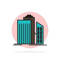 Skyscraper Architecture Buildings Business Office Real Estate Abstract Circle Background Flat color Icon vector