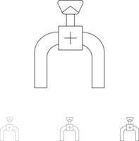 Pipeline Pipe Gas Line Bold and thin black line icon set vector
