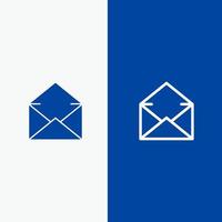 correo electrónico mensaje de correo línea abierta y glifo icono sólido banner azul línea y glifo icono sólido banner azul vector