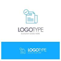 Check Checklist Feature Featured Features  Blue outLine Logo with place for tagline vector