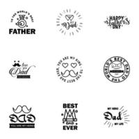 9 Black Happy Fathers Day Design Collection A set of twelve brown colored vintage style Fathers Day Designs on light background Editable Vector Design Elements