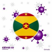 Pray For Grenada COVID19 Coronavirus Typography Flag Stay home Stay Healthy Take care of your own health vector