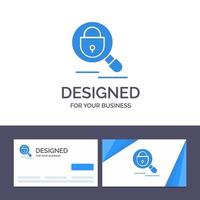 Creative Business Card and Logo template Search Research Lock Internet Vector Illustration