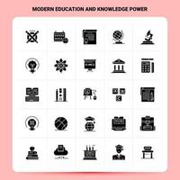 Solid 25 Modern Education And Knowledge Power Icon set Vector Glyph Style Design Black Icons Set Web and Mobile Business ideas design Vector Illustration