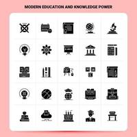 Solid 25 Modern Education And Knowledge Power Icon set Vector Glyph Style Design Black Icons Set Web and Mobile Business ideas design Vector Illustration