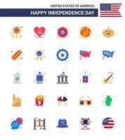 Editable Vector Flat Pack of USA Day 25 Simple Flats of usa pumkin badge usa ball Editable USA Day Vector Design Elements