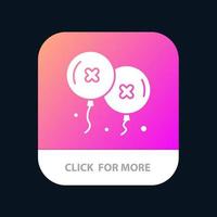 Balloons Birthday Birthday Party Celebration Mobile App Button Android and IOS Glyph Version vector