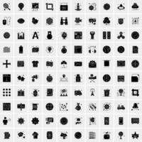 100 Business Icon Solid Glyph Vector Illustration