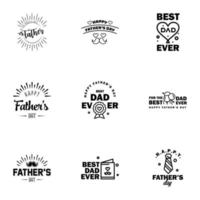 HAPPY FATHERS DAY 9 Black HOLIDAY HAND LETTERING VECTOR HAND LETTERING GREETING TYPOGRAPHY Editable Vector Design Elements