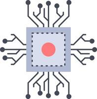 Chip cpu microchip processor technology Flat Color Icon Vector