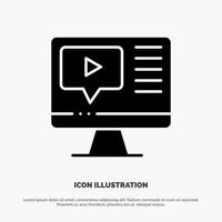 Computer Play Video Education solid Glyph Icon vector