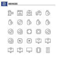 Fondo de vector de conjunto de iconos de 25 dispositivos