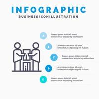 Business Cooperation Partners Partnership Team Line icon with 5 steps presentation infographics Background vector